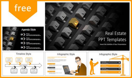 漂亮金色风格房地产PPT模板